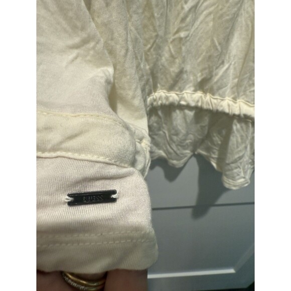 Women’s Guess Ivory Sleeveless Blouse Peplum Size Large - Picture 5 of 5